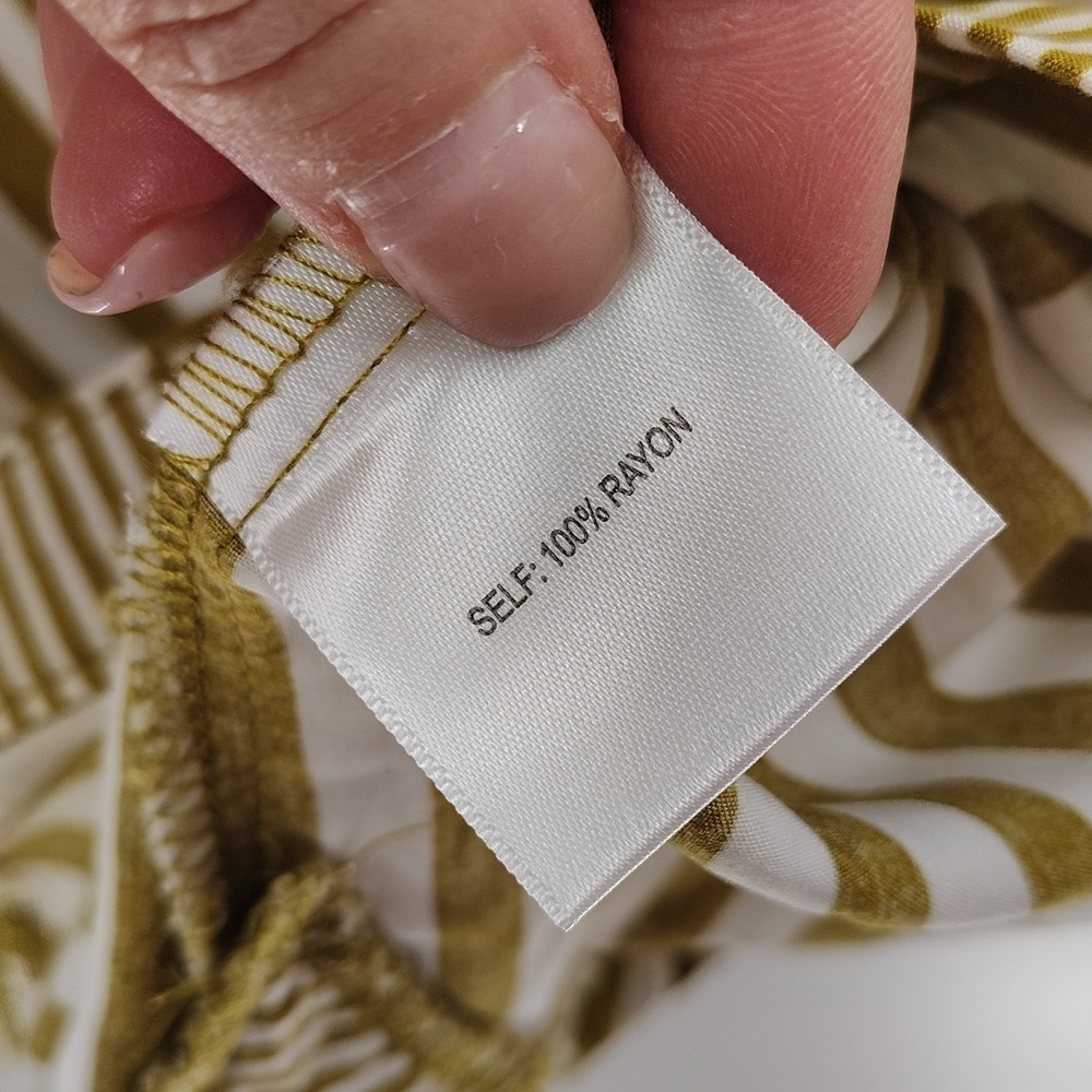 Jane And Delancey Button Up Top Green White Stripe Medium - Picture 3 of 5